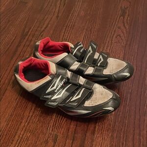 Men’s Cycling Shoes - Black and Red - fitted with Peleton clips